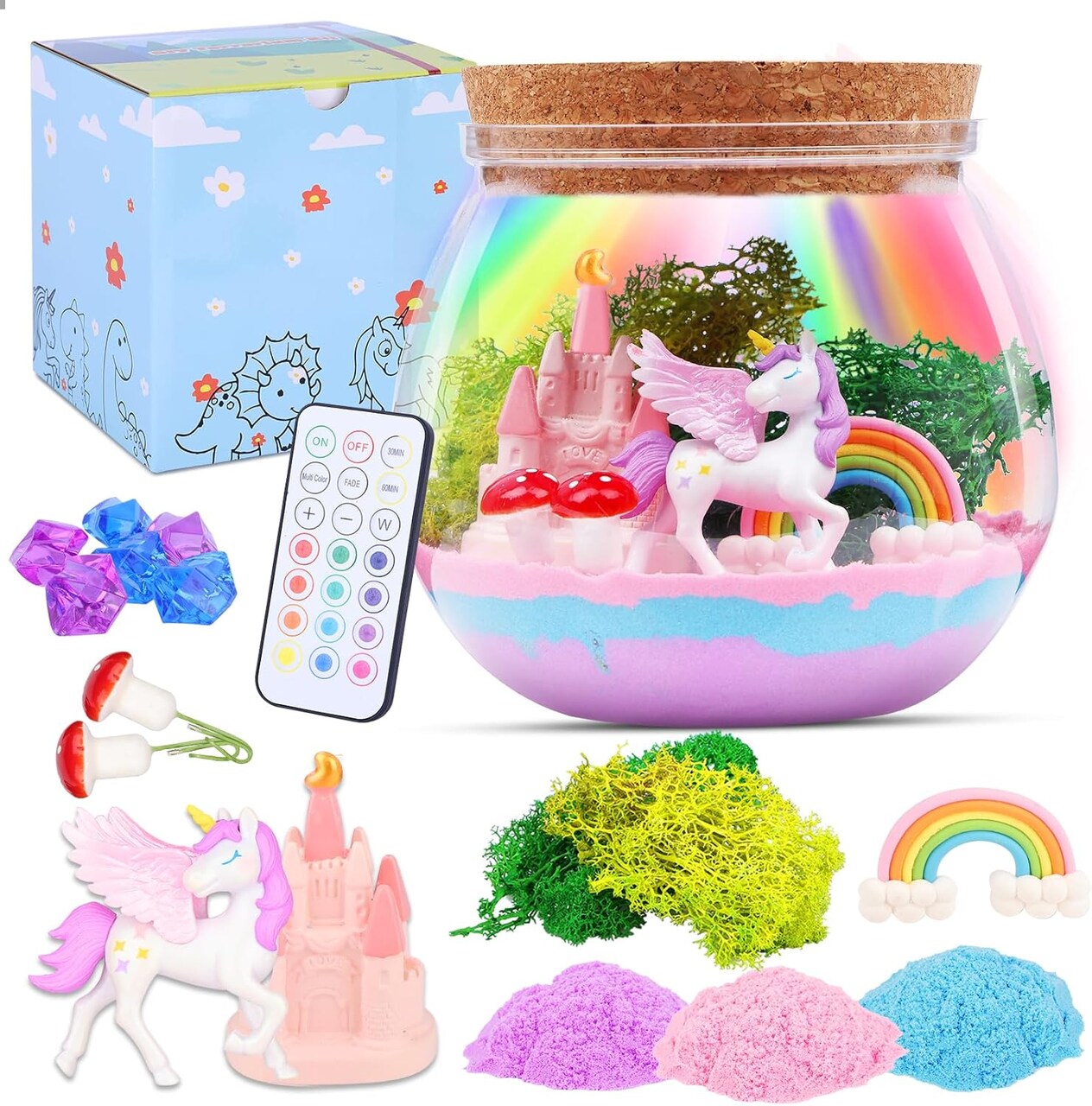 Unicorn Gifts for Girls 4-12 Years Old, Unicorn Crafts Kit for Kids, Light Up Unicorn Decoration with Remote Control - Arts and Crafts for Kids, Birthday Gifts Toys for Girls Age 4 5 6 7 8 9 10 11 12